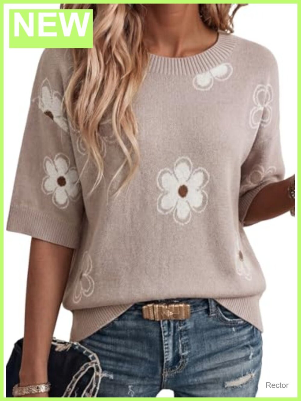 Womens Cotton Knit Short Sleeve Summer Sweater Tunic Top